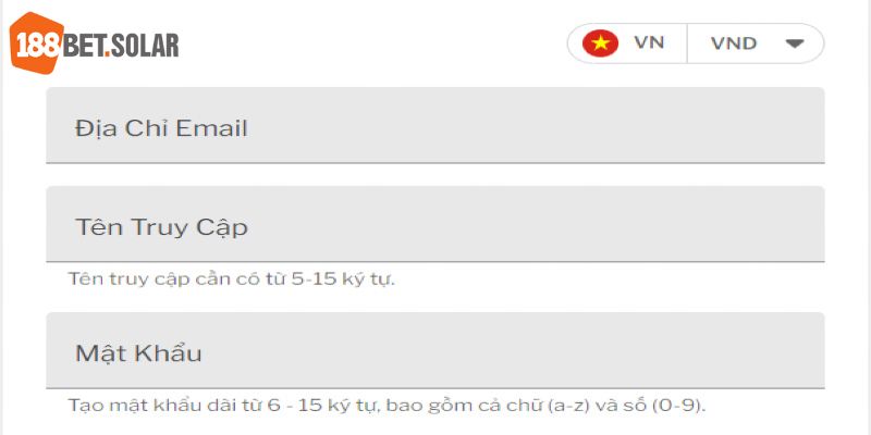 Hội viên điền thông tin đăng ký 188bet cơ bản